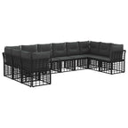 Outdoor-Sofagarnitur Schwarz und Dunkelgrau Polyester