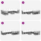 Outdoor-Sofagarnitur 11 pcs Natürlich und Cremweiß Polyester