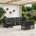 Outdoor-Sofagarnitur Schwarz und Dunkelgrau Polyester