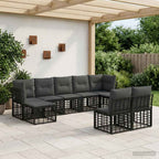 Outdoor-Sofagarnitur Schwarz und Dunkelgrau Polyester