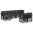 Outdoor-Sofagarnitur Schwarz und Dunkelgrau Polyester