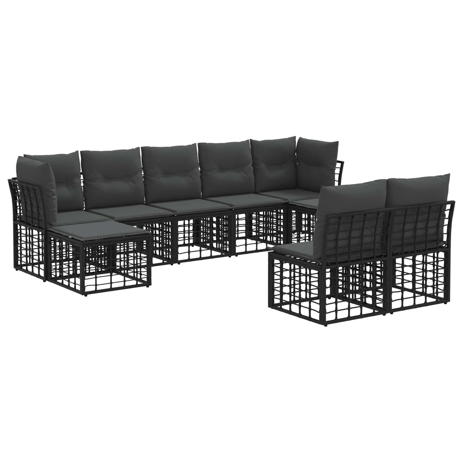 Outdoor-Sofagarnitur Schwarz und Dunkelgrau Polyester