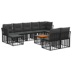 Outdoor-Sofagarnitur 10 pcs Schwarz und Dunkelgrau Polyester