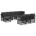Outdoor-Sofagarnitur Schwarz und Dunkelgrau Polyester