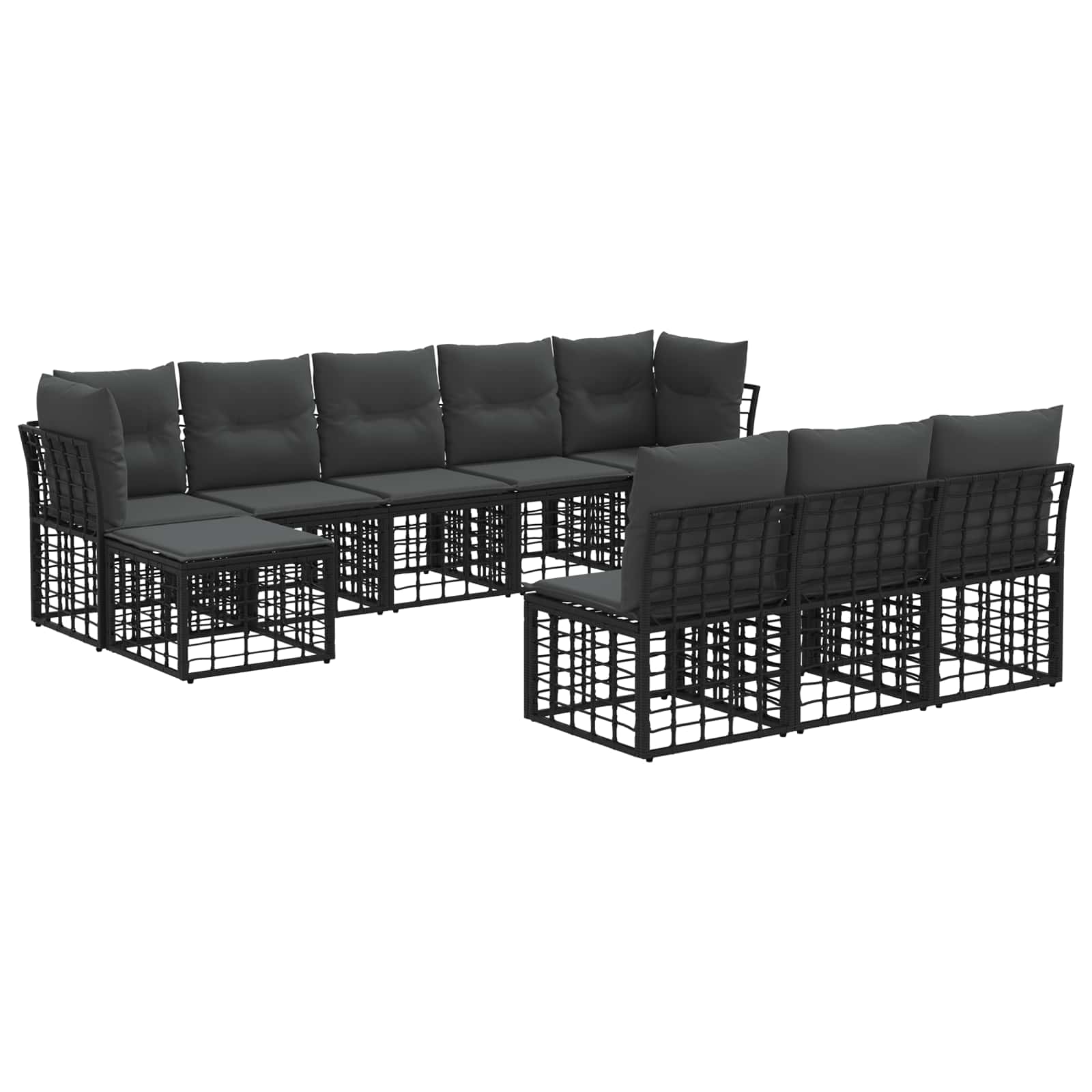 Outdoor-Sofagarnitur Schwarz und Dunkelgrau Polyester