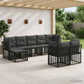 Outdoor-Sofagarnitur Schwarz und Dunkelgrau Polyester