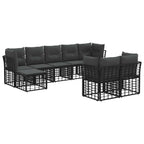 Outdoor-Sofagarnitur Schwarz und Dunkelgrau Polyester