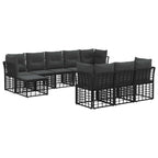 Outdoor-Sofagarnitur Schwarz und Dunkelgrau Polyester