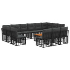 Outdoor-Sofagarnitur 14 pcs Schwarz und Dunkelgrau Polyester