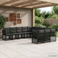 Outdoor-Sofagarnitur Schwarz und Dunkelgrau Polyester