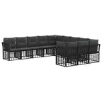 Outdoor-Sofagarnitur Schwarz und Dunkelgrau Polyester