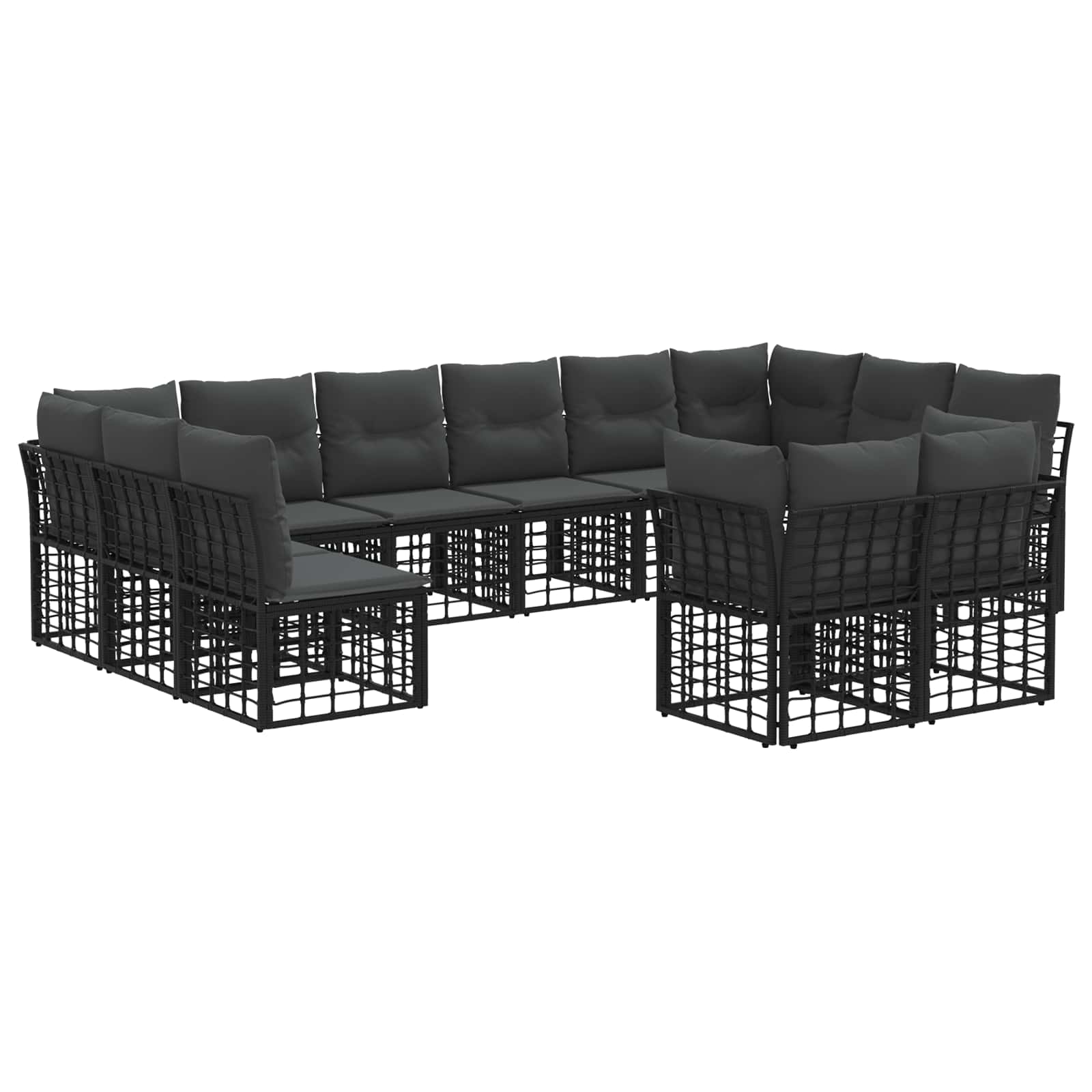 Outdoor-Sofagarnitur Schwarz und Dunkelgrau Polyester