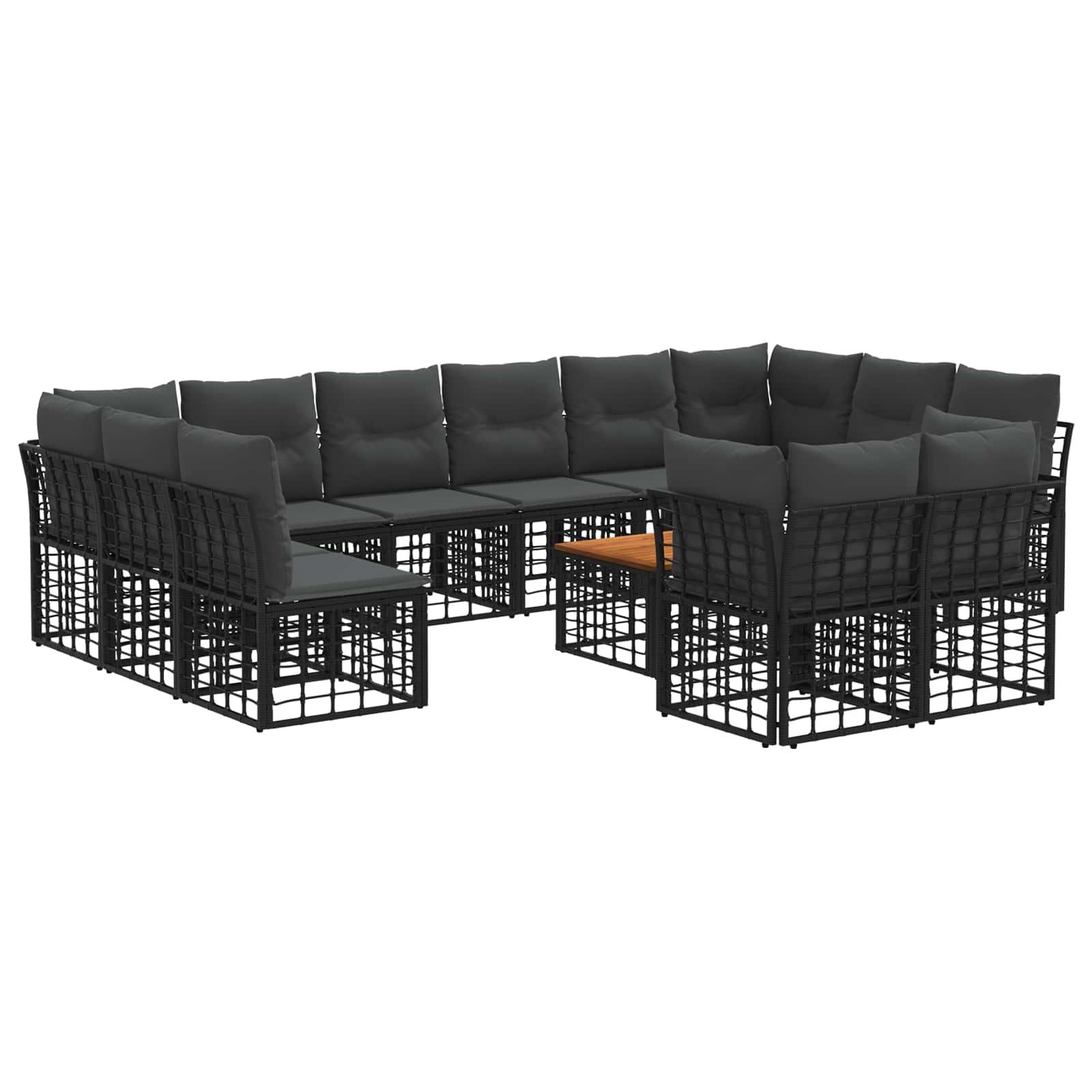 Outdoor-Sofagarnitur 13 pcs Schwarz und Dunkelgrau Polyester