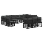 Outdoor-Sofagarnitur Schwarz und Dunkelgrau Polyester