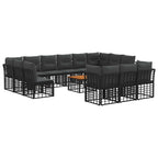 Outdoor-Sofagarnitur 14 pcs Schwarz und Dunkelgrau Polyester