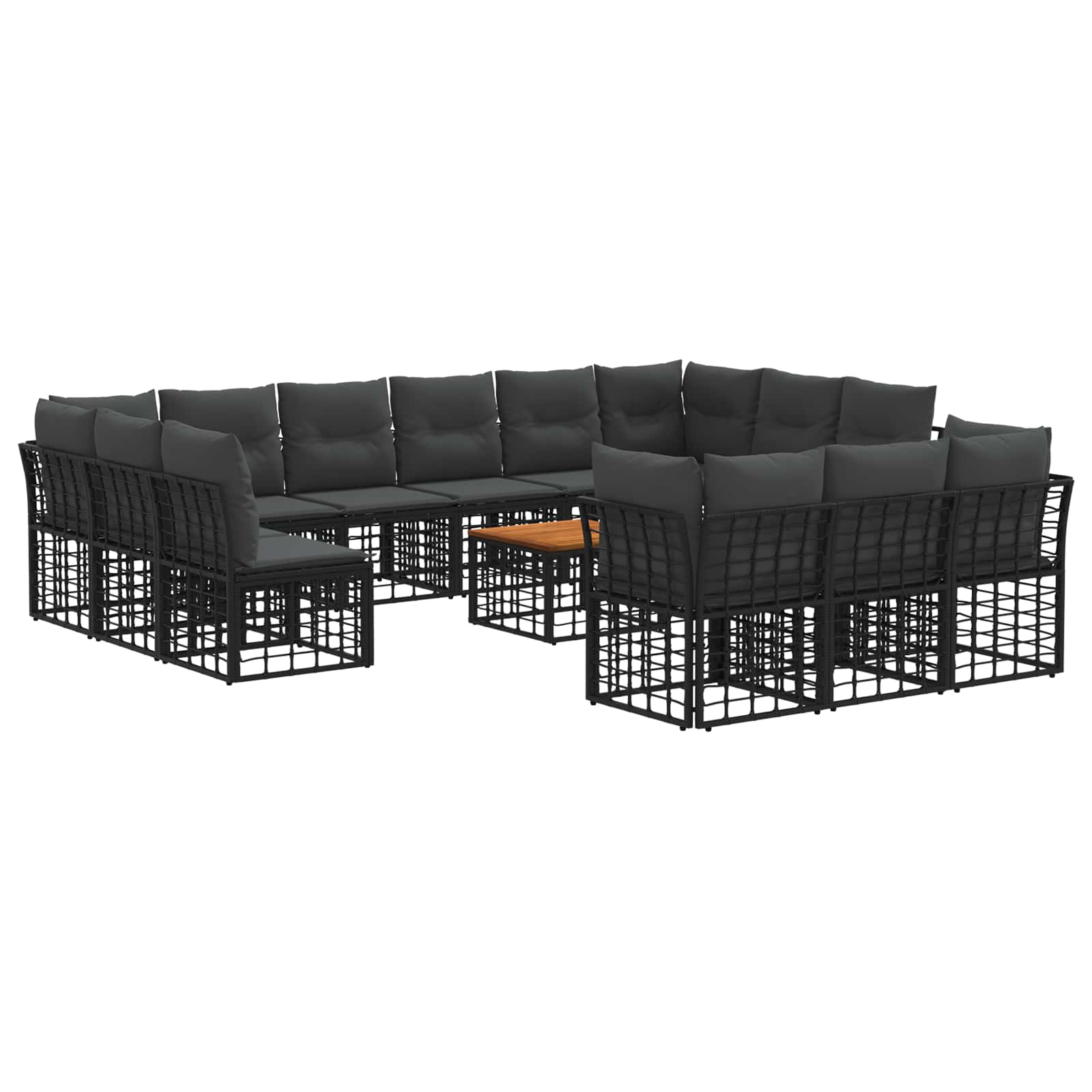 Outdoor-Sofagarnitur 14 pcs Schwarz und Dunkelgrau Polyester