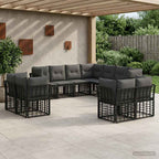 Outdoor-Sofagarnitur Schwarz und Dunkelgrau Polyester
