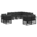 Outdoor-Sofagarnitur Schwarz und Dunkelgrau Polyester