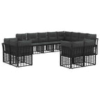 Outdoor-Sofagarnitur Schwarz und Dunkelgrau Polyester