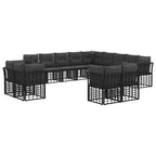 Outdoor-Sofagarnitur Schwarz und Dunkelgrau Polyester