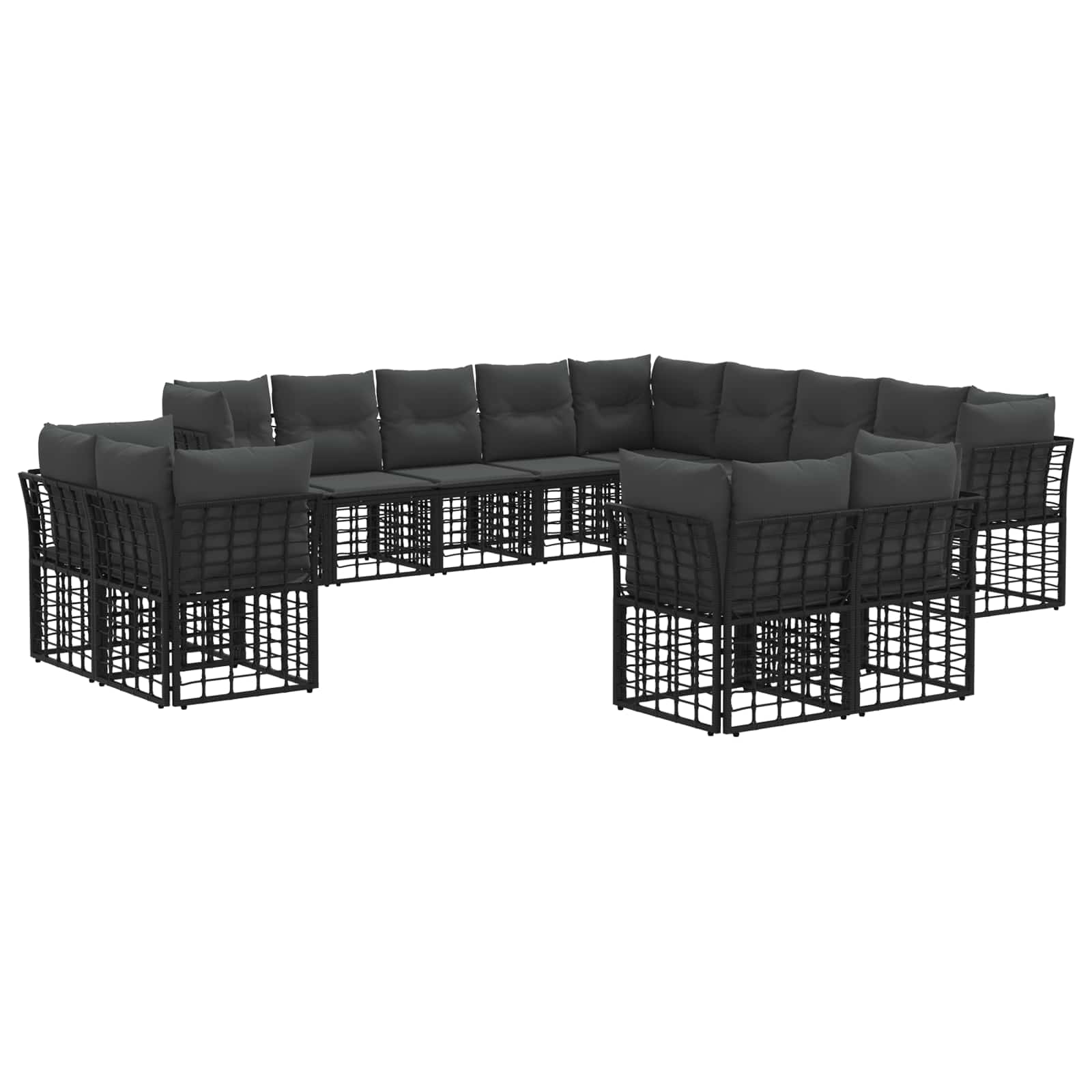 Outdoor-Sofagarnitur Schwarz und Dunkelgrau Polyester