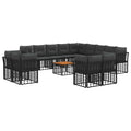 Outdoor-Sofagarnitur 14 pcs Schwarz und Dunkelgrau Polyester