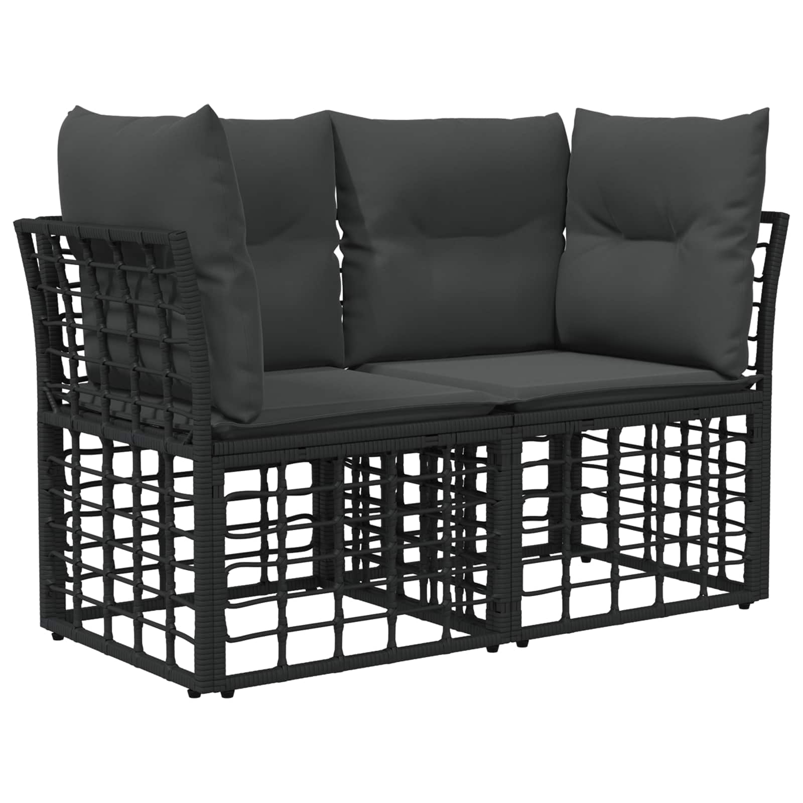 Outdoor-Sofagarnitur 14 pcs Schwarz und Dunkelgrau Polyester