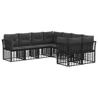 Outdoor-Sofagarnitur 8 pcs Schwarz und Dunkelgrau Polyester