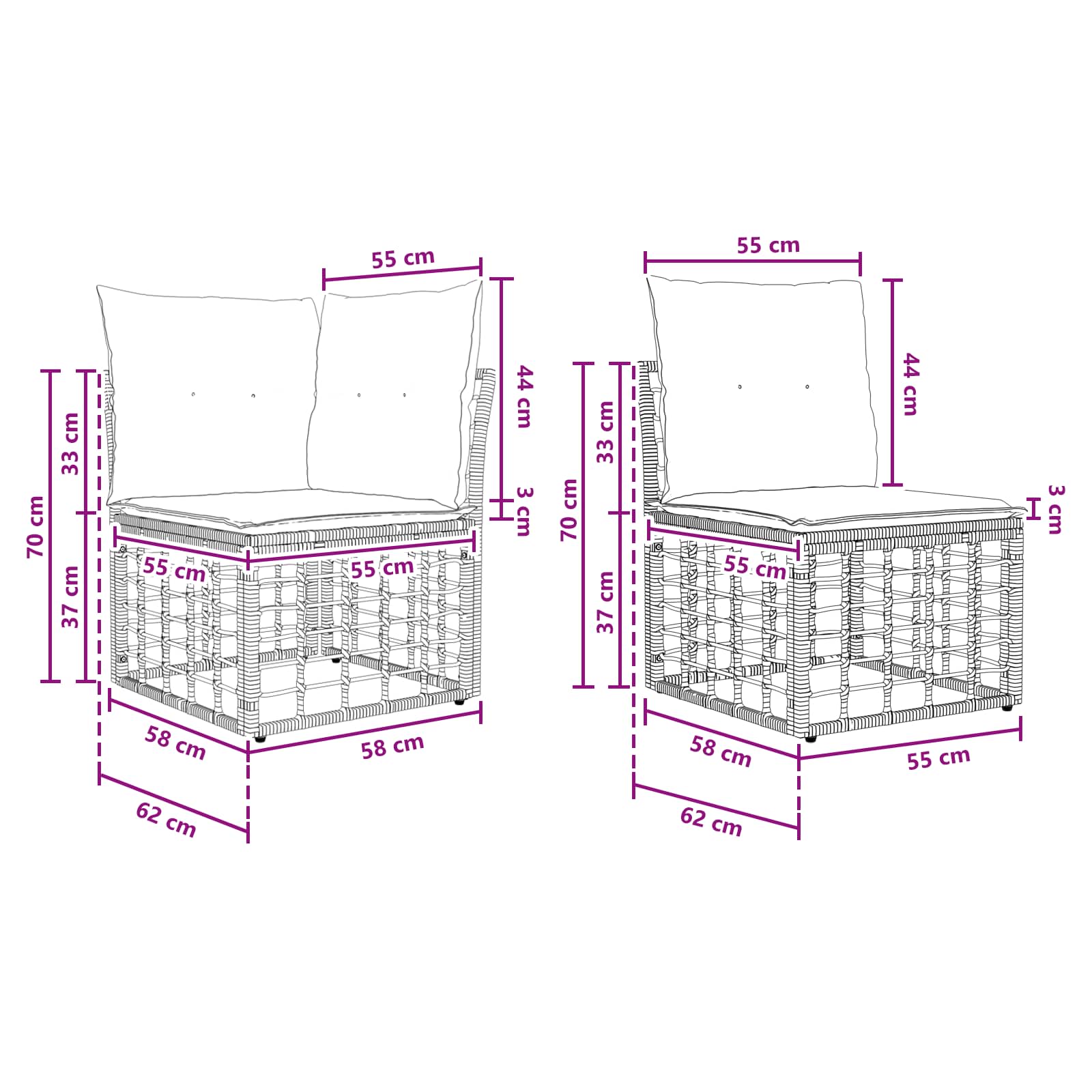Outdoor-Sofagarnitur 8 pcs Schwarz und Dunkelgrau Polyester