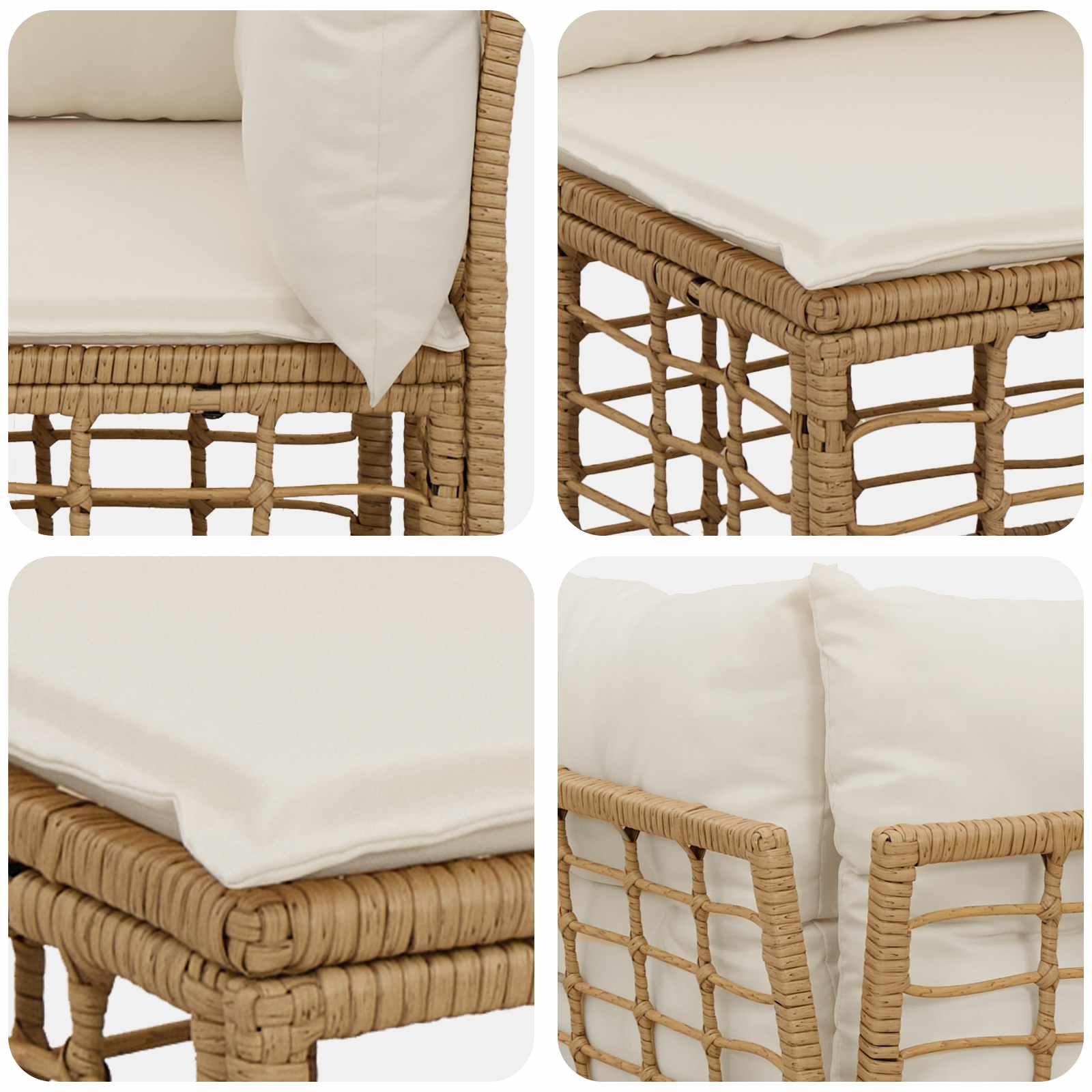 Outdoor-Sofagarnitur 8 pcs Natürlich und Cremweiß Polyester