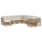 Outdoor-Sofagarnitur 11 pcs Natürlich und Cremweiß Polyester