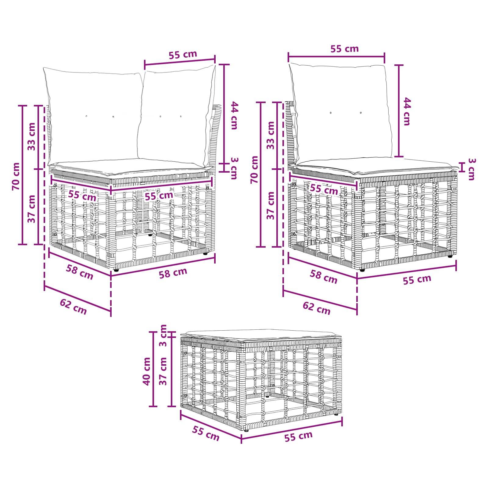 Outdoor-Sofagarnitur 11 pcs Natürlich und Cremweiß Polyester