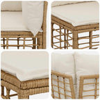 Outdoor-Sofagarnitur 12 pcs Natürlich und Cremweiß Polyester