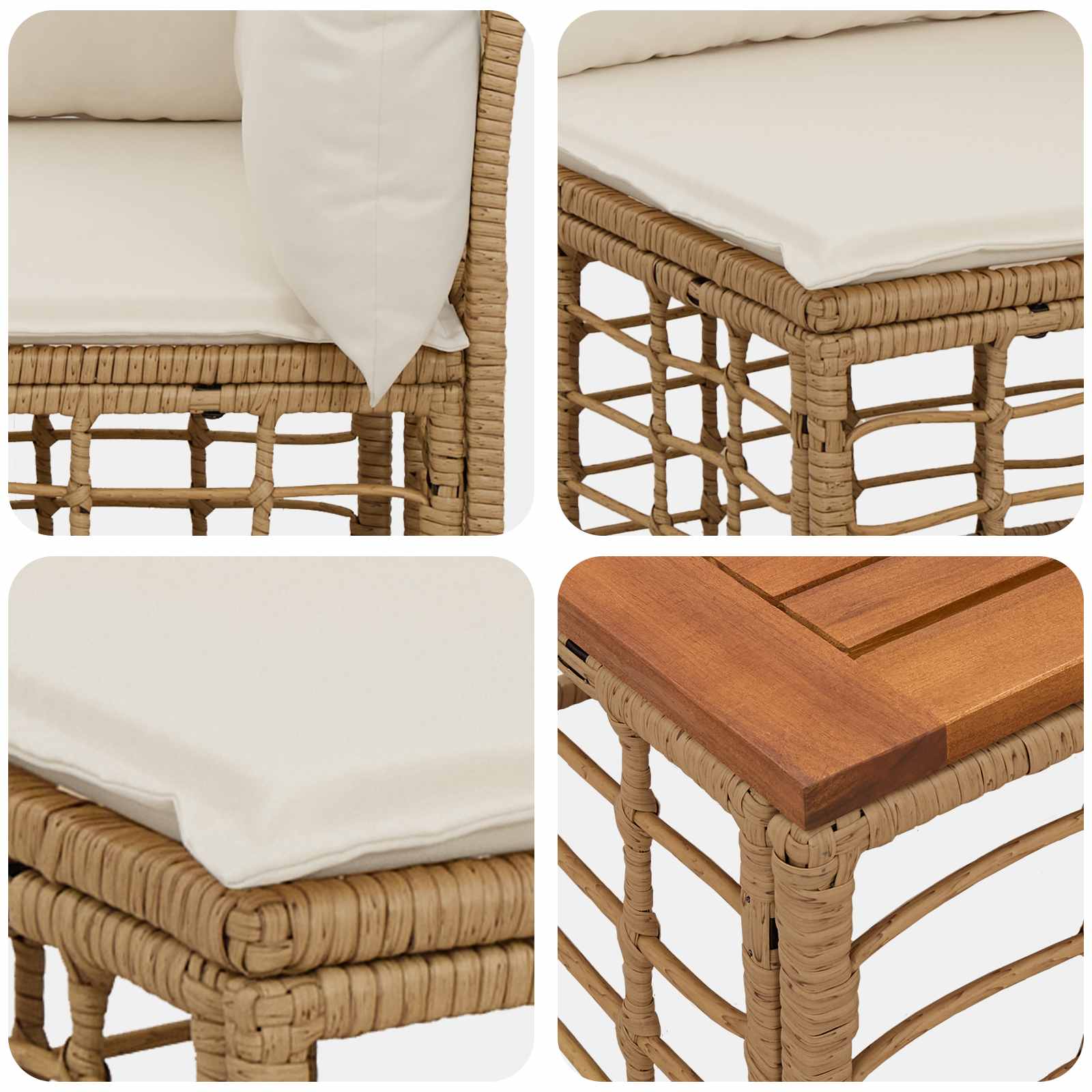 Outdoor-Sofagarnitur 13 pcs Natürlich und Cremweiß Polyester