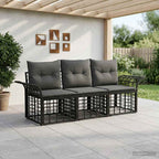 Outdoor-Sofagarnitur 3 pcs Schwarz und Dunkelgrau Polyester