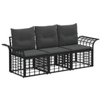 Outdoor-Sofagarnitur 3 pcs Schwarz und Dunkelgrau Polyester