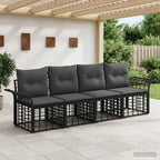 Outdoor-Sofagarnitur 4 pcs Schwarz und Dunkelgrau Polyester