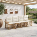 Outdoor-Sofagarnitur 4 pcs Natürlich und Cremweiß Polyester
