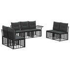 Outdoor-Sofagarnitur 7 pcs Schwarz und Dunkelgrau Polyester