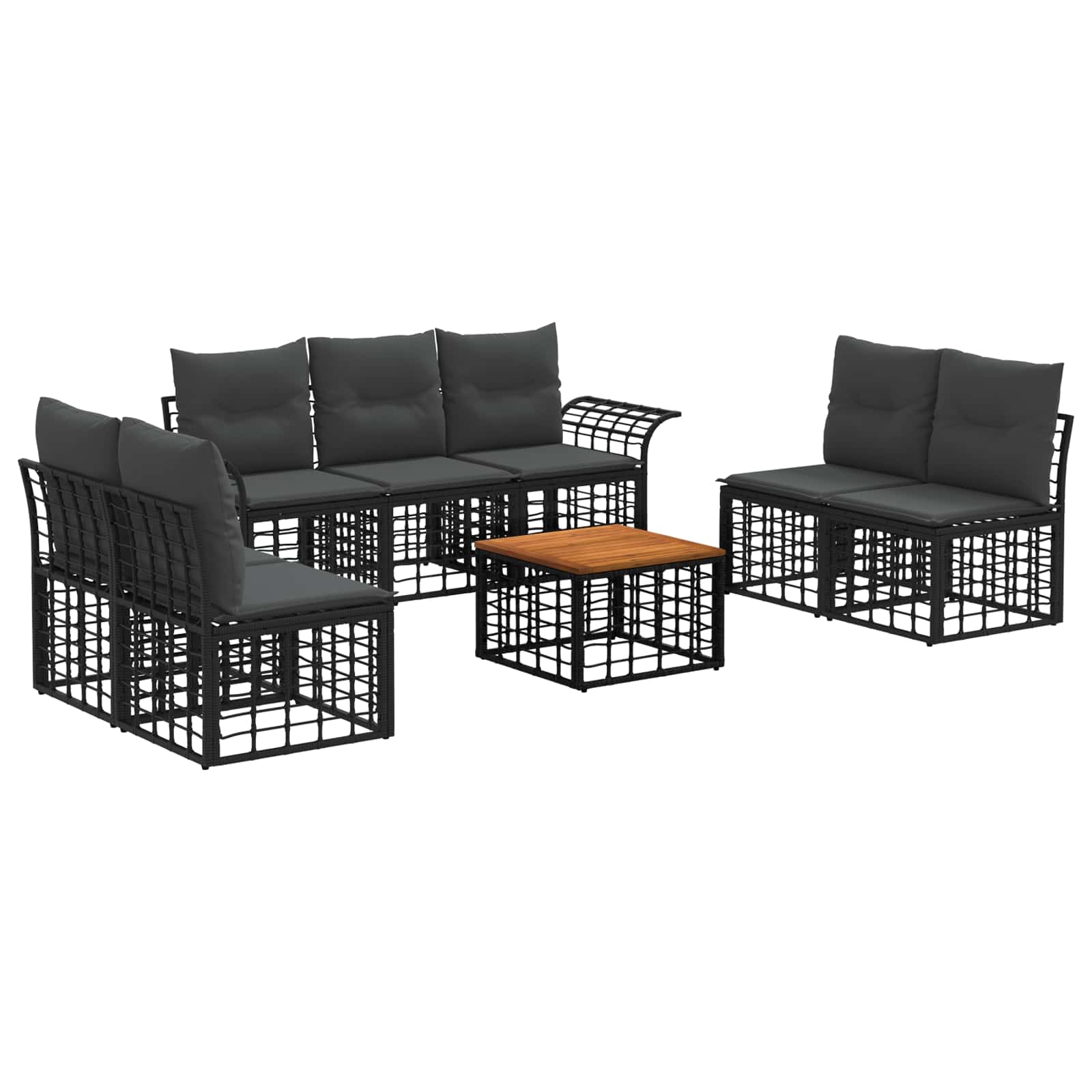 Outdoor-Sofagarnitur 8 pcs Schwarz und Dunkelgrau Polyester