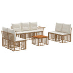 Outdoor-Sofagarnitur 8 pcs Natürlich und Cremweiß Polyester