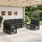 Outdoor-Sofagarnitur 8 pcs Schwarz und Dunkelgrau Polyester