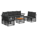 Outdoor-Sofagarnitur 9 pcs Schwarz und Dunkelgrau Polyester