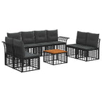 Outdoor-Sofagarnitur 9 pcs Schwarz und Dunkelgrau Polyester