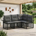 Outdoor-Sofagarnitur 4 pcs Schwarz und Dunkelgrau Polyester