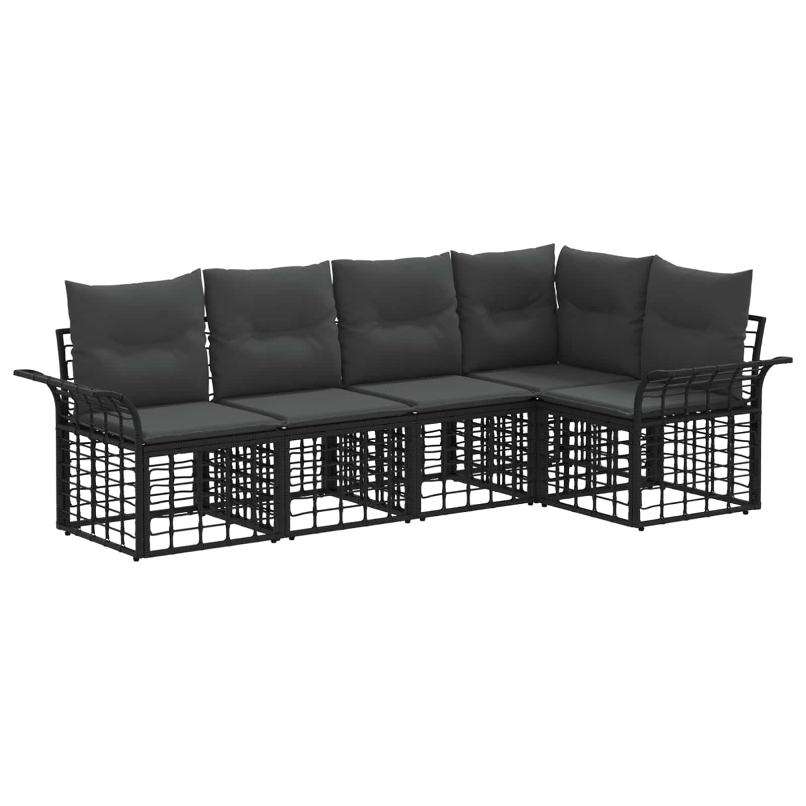 Outdoor-Sofagarnitur 5 pcs Schwarz und Dunkelgrau Polyester