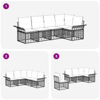 Outdoor-Sofagarnitur 5 pcs Schwarz und Dunkelgrau Polyester