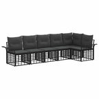 Outdoor-Sofagarnitur 6 pcs Schwarz und Dunkelgrau Polyester