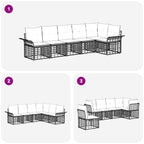 Outdoor-Sofagarnitur 6 pcs Schwarz und Dunkelgrau Polyester