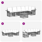 Outdoor-Sofagarnitur 7 pcs Schwarz und Dunkelgrau Polyester